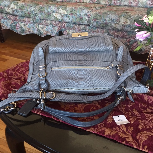 COACH KRISTIN PINNACLE EMBOSE PYTHON SATCHEL - Picture 5 of 8
